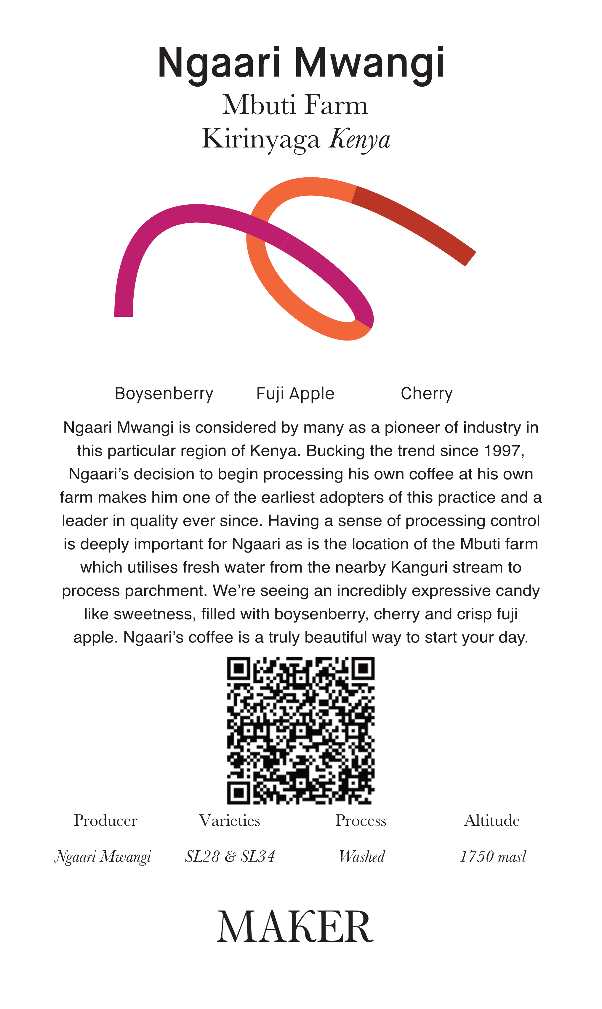 Ngaari Mwangi AA - Washed - Kenya (Filter Roast)